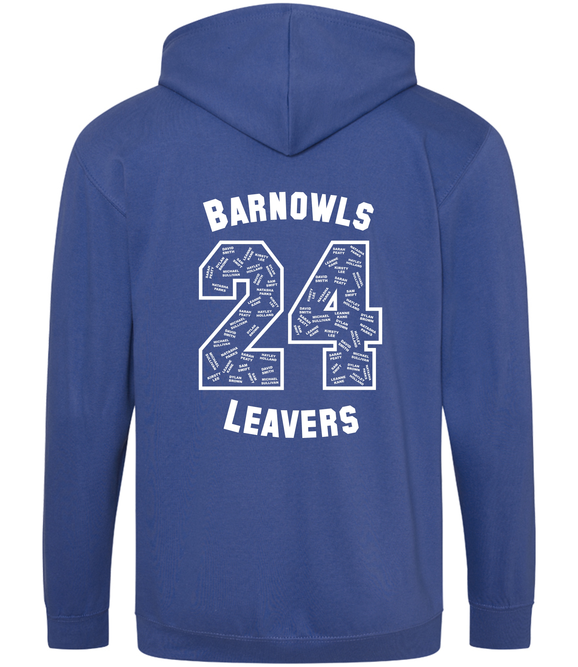 Barnowls Leavers Zipped Hoodies - Royal Blue - The Print Lab Printing ...